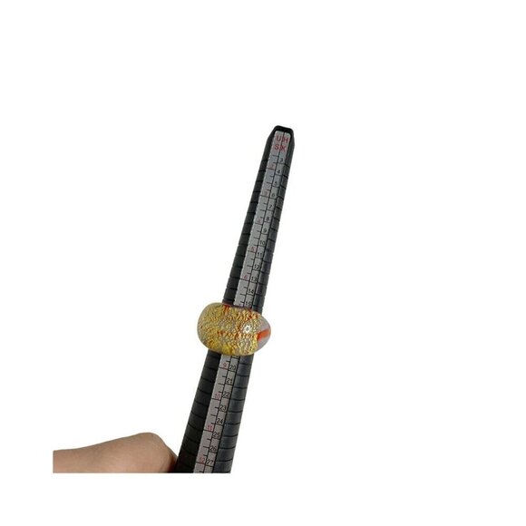 Yellow Red Transparent Resin Acrylic ring Size 7 Statement Mod - Picture 5 of 5